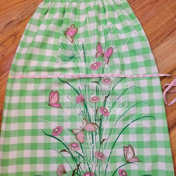 Vintage 1970s Miss Shaheen Green  Long Maxi Skirt with Butterfly Print Size 8 - Picture 14 of 16